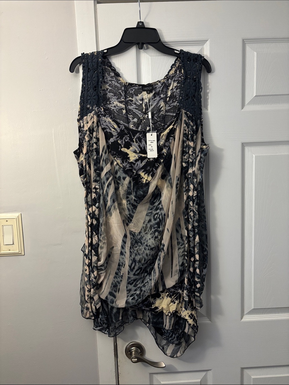 Fantasia asymmetrical, lace, print 2010 New tag tank top